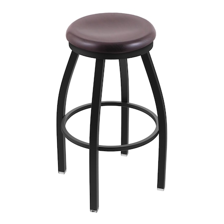 Holland Bar Stool Co 25" Swivel Counter Stool, Black Wrinkle, Dark Cherry Oak Seat 80225BWDCOak